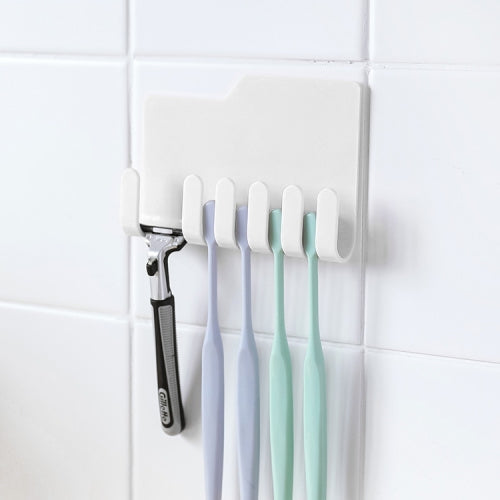 2 PCS Multi-Function Wall Hanging Stickers Toothbrush Holder Living Room Umbrella Stickers Wall Charging Rack Shaving Rack(White )
