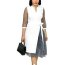 Elegent Fashion Style Women Printing Dress, Size:M(White)