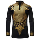 2 PCS Print Long Sleeve T-shirt Traditional Fashion Style Adult Blouse, Size:L(Black)