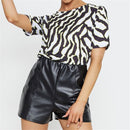 Round Neck Print Casual Ladies Short-sleeved T-shirt, Size: XXL(As Show)