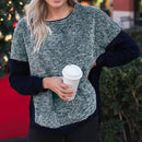 Stitching Side Slits Irregular Ladies Sweater Tops, Size: M(Blue)