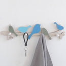 Simple Wooden Wall Decoration Bird Hooks Bedroom Wall Coat Hooks(Blue Bird)