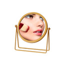 Round Wrought Iron Desktop Simple Dressing Mirror( Bracket Yellow )
