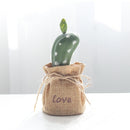 Simulation Cactus Plant Potted Letters Linen Desktop Ornaments(Opuntia E)