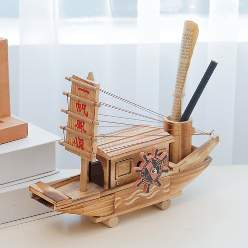 Creative Wooden Ship Model Ornaments Sailing Music Box