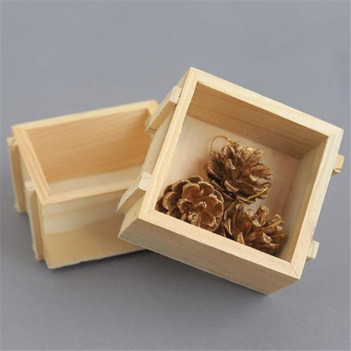 Spot Square Log Small Storage Box Home Creative Desktop Debris Sorting Wooden Storage Box(Square Flower )