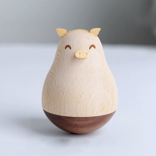 Wooden Crafts Super Cute Cartoon Animal Tumbler Ornaments(Pig)
