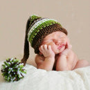 Children Photography Clothing Hand-knitted Cotton Wool Long Tail Cap with Woolen Ball(Color )