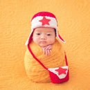 Lei Feng Cap + Back Pocket Children Photography Apparel for 0-3 Months Baby(Red )
