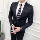 Spring and Autumn Men Casual Business Slim Suit Jacket, Size: L(Blue Block)