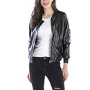 Trend Standing Collar Zipper Leather Jacket Coat Leather, Size:L (Black)