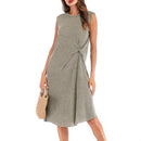 Solid Color Simple Kink Medium and Long Section Pleated Irregular Dress, Size: M(As Show)