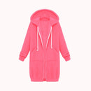 Women Hooded Long Sleeved Sweater In The Long Coat, Size:XXXL(Phosphor)