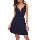 Large Swing Skirt Explosion Sexy V-neck Halter Dress, Size: XL(Black)