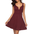 Large Swing Skirt Explosion Sexy V-neck Halter Dress, Size: XXL(Wine Red )