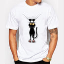 Cat Scratching Quilt Short-sleeved T-shirt for Men, Size:S (White)