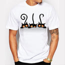 2 PCS Three Cats Pattern Printing T-shirt for Men, Size: S(White)