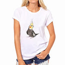Parrot Pattern Short-sleeved T-shirt for Woman, Size: L(White )