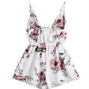 Summer Sling V-neck Printed Straps Jumpsuit, Size: XL(As Show)