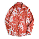 Leaf Pattern Lazy Wind Lapel Long Sleeve Shirt Loose Couple Wear Shirt, Size: XXL