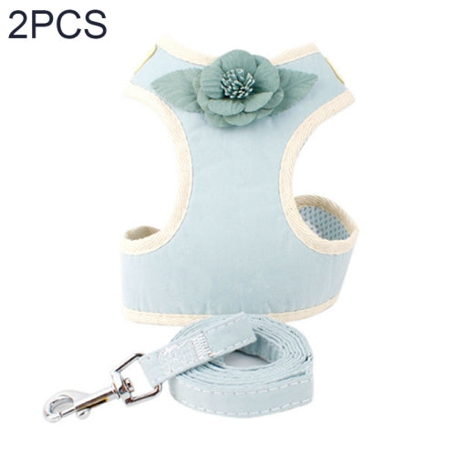 2 PCS Dog Leashes Chest Straps Small Medium Dogs Vest Dog Supplies, Size: M(Sky Blue)