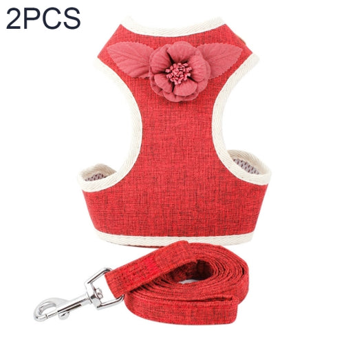 2 PCS Dog Leashes Chest Straps Small Medium Dogs Vest Dog Supplies, Size: L(Red)