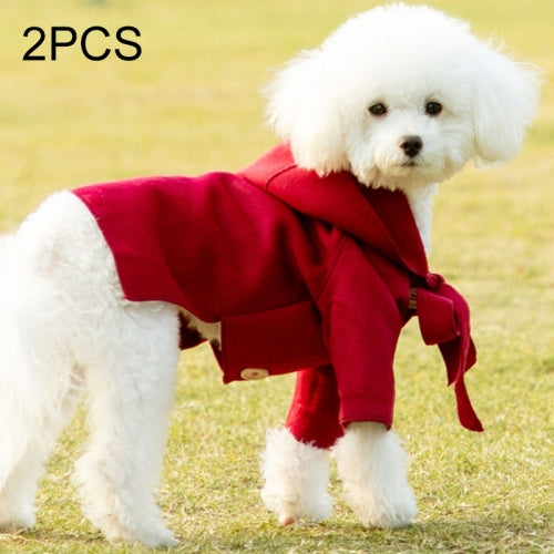 2 PCS Winter Comfortable Fashion Woolen Coat Pet Clothing, Size:XL(Red )