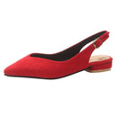 Pointed Head Thick Bottom Suede Buckled Sandals, Shoe Size:38(Red)