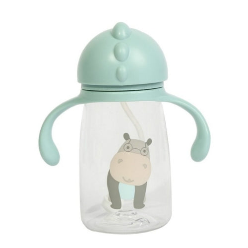 Shatter-resistant Cartoon Baby Learn To Drink Cup Leak-proof And Anti-cricket Baby Straw Cup With Handle(Blue Handle)
