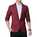 Men Casual Suit Self-cultivation Business Blazer, Size: 5XL( Wine Red )