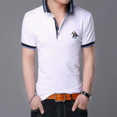 Fashionable Cotton Lapel Short-sleeve T-Shirt for Men, Size: M(White)