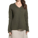 Women Pullover V-neck Long-sleeved Knitted Sweater, Size: S(Army Green)