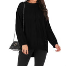 Thick Needles Twisted Head Long Sleeve Round Neck Sweater, Size: XL(Black )