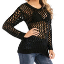 Spring and Summer Women Sexy Hollow Perspective Sweater, Size: S(Black)