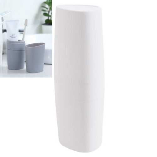 Travel Toothbrush Box Toothpaste Box with Lid Portable Couple Mouthwash Cup(White)