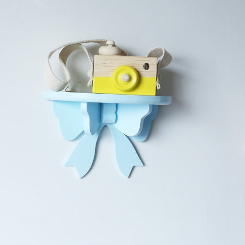 Wooden Bow Racks Children Room Cute Decoration Holder(Blue)