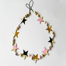 Wooden Stars Banner Curtains Children Room Children Clothing Store Wall Decoration(Pink Gold Black )