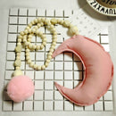 Moon and Hair Ball Wooden Beaded Ornaments Children's Room Game Tent with Decoration(Pink)
