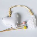 Wood Beads Small FabricTent Ornaments Wall Decoration Photography Props, Shape:Heart(White)