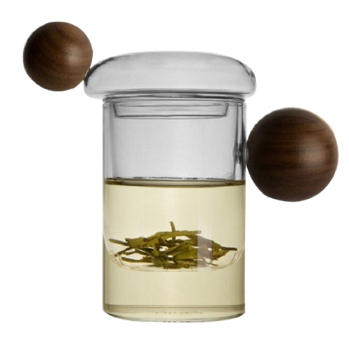 High Borosilicate Heat-resistant Glass Wooden Ball Handle Tea Cup, Style:Jupiter Cup 7A