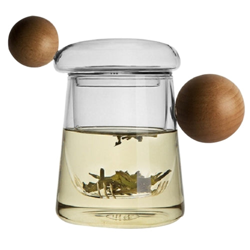 High Borosilicate Heat-resistant Glass Wooden Ball Handle Tea Cup, Style:First Star Cup 7B