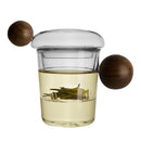 High Borosilicate Heat-resistant Glass Wooden Ball Handle Tea Cup, Style:Lexing Cup 7A