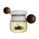 High Borosilicate Heat-resistant Glass Wooden Ball Handle Tea Cup, Style:Fun Star Cup 7A