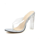 Crystal Sexy Slippers Thin Heels Women Transparent Sandals, Size:36(Silver)