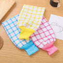 3 PCS Checkered Bathe Double-sided Bath Towel Gloves, Random Color Delivery