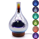 STB-XB10 3D Fireworks 7 Colors LED Night Light Air Humidifier Aroma Essential Oil Diffuser Mist Maker, Plug Type:UK Plug(Light Wood Grain)