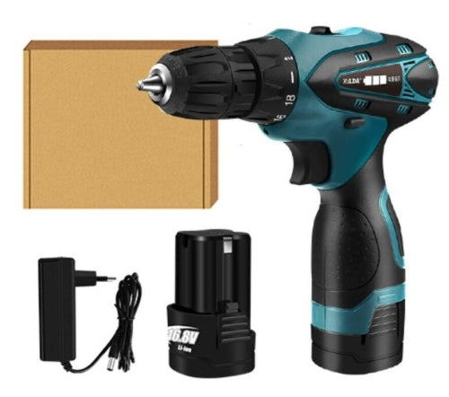 HILDA Electric Drill Cordless Screwdriver Lithium Battery Mini Drill Cordless Screwdriver Power Tools, EU Plug, Model:16.8V with Carton Box