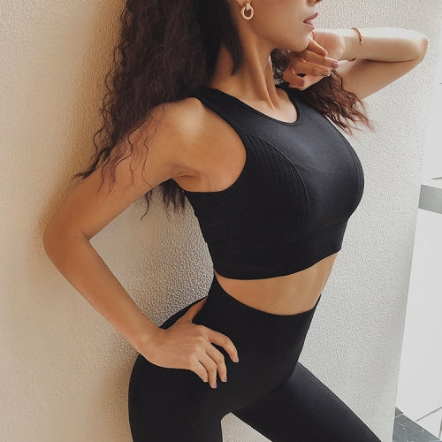 3 PCS Women Fitness Thicken Sports Bra Running Breathable Vest, Size:S(Black)