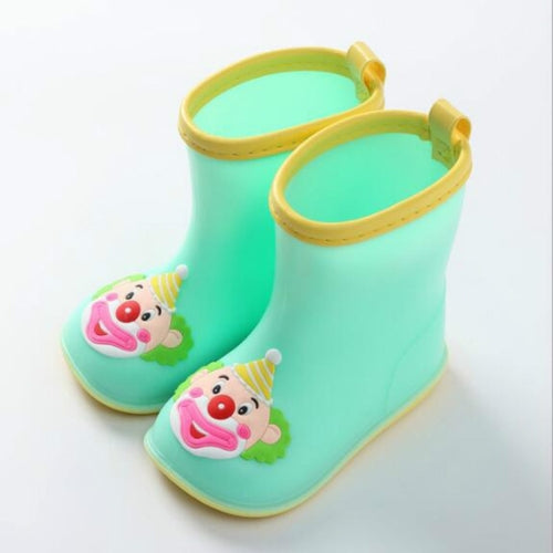 Rubber Children Cartoon Rainshoes Candy Color Rain Boots, Size:Inner Length 13.5cm(Green Clown)