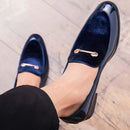 PU Leather Flat Casual Slip On Men Shoes, Size:42(Blue)